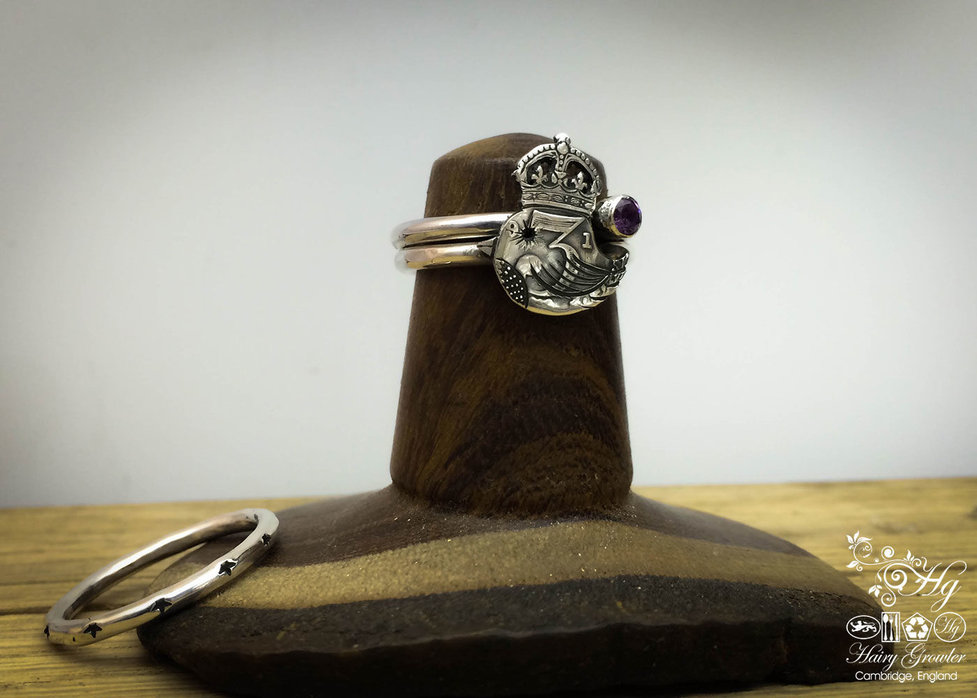 The 'teeny weeny bird queen' recycled silver threepence coin ring. Handcrafted and recycled silver bird ring