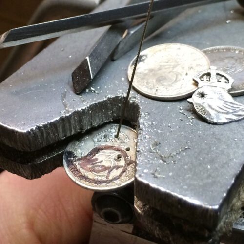 The 'teeny weeny bird queen' recycled silver threepence coin ring. Handmade and upcycled silver bird ring