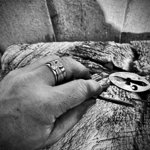 Beautiful nature inspired silver recycled jewellery barn owl ring made from silver coins