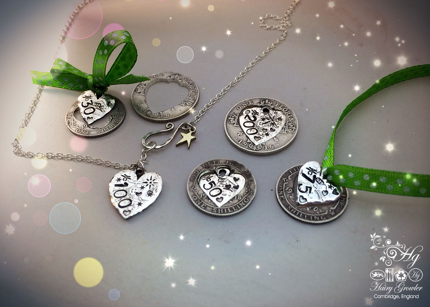 handmade and recycled silver coin gift token