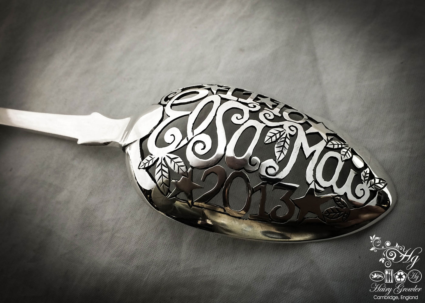Individually commissioned and upcycled bespoke birth record christening naming ceremony spoon