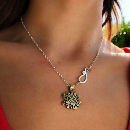 sun necklace handmade and recycled