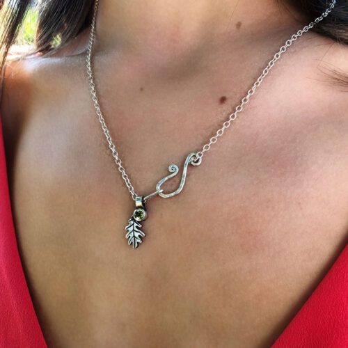 oak leaf necklace handcrafted and recycled