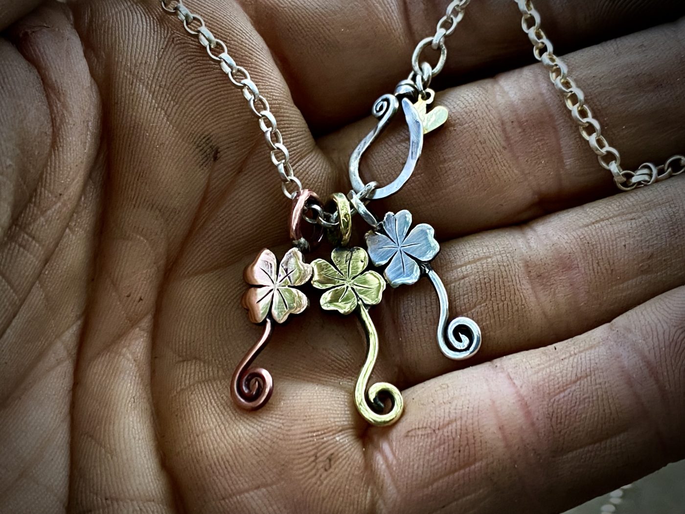 handmade and recycled silver lucky four leaf clover charms