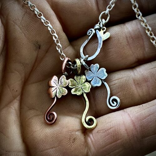 handmade and recycled silver lucky four leaf clover charms