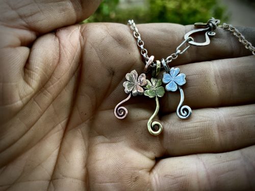 handmade and recycled silver lucky four leaf clover charms