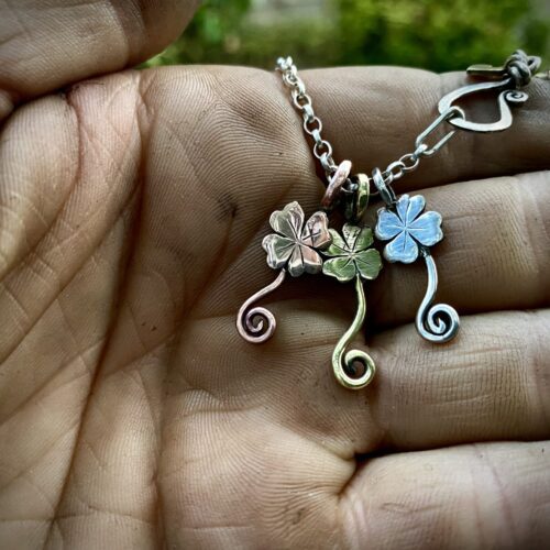 handmade and recycled silver lucky four leaf clover charms