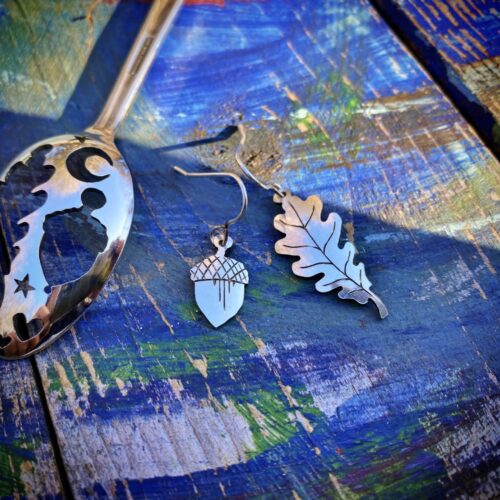 2023 oak leaf and acorn spoon earring