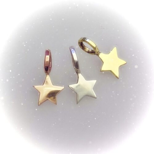 handcrafted and recycled silver star and moon charm for a tree sculpture, necklace or bracelet