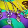 recycled golden bronze coin acorn necklace pendant