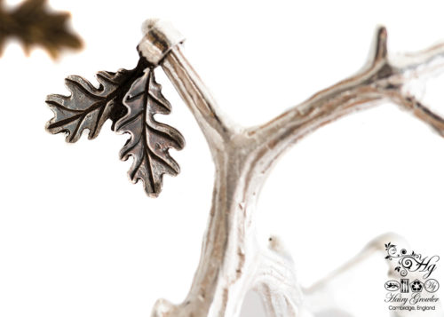 handmade silver pair of oak leaves charm for a tree sculpture, necklace or bracelet
