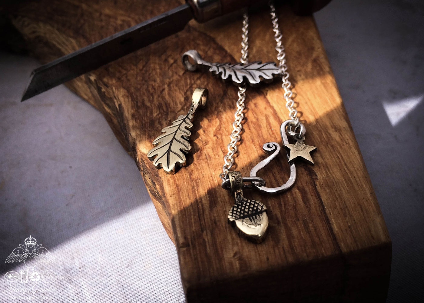 handmade bronze acorn charm for a tree sculpture, necklace or bracelet