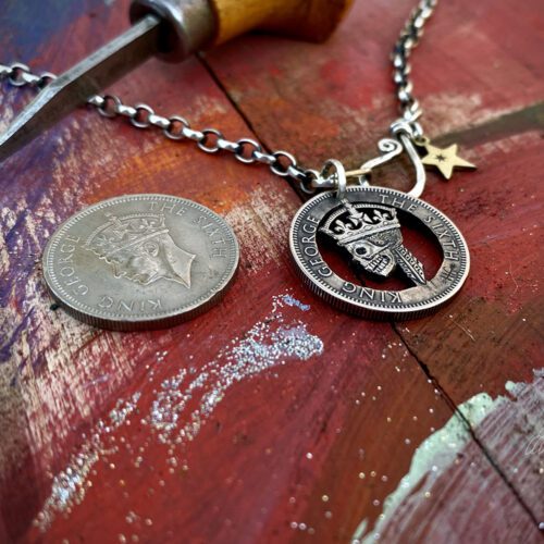 once we were kings skull coin necklace pendanr