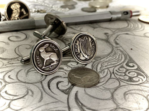 Irish hare coin cufflinks