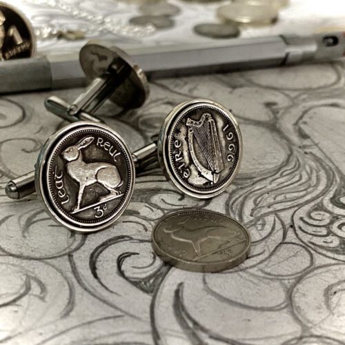 Irish hare coin cufflinks