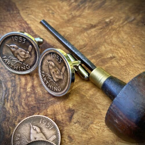 Jenny wren Farthing coin cufflinks