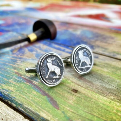 Irish hare coin cufflinks