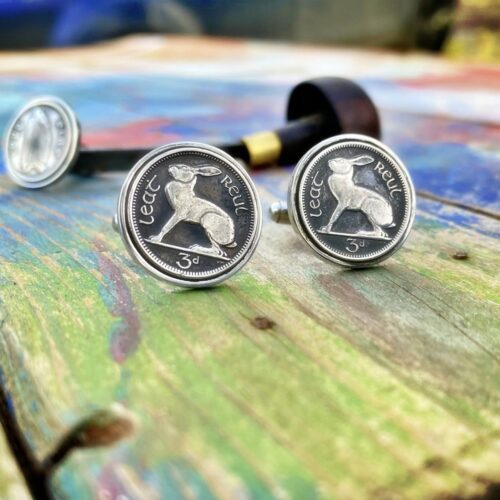 Irish hare coin cufflinks