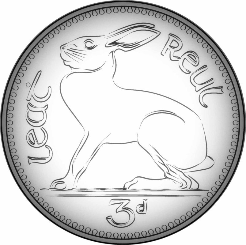 60th birthday Irish hare threepence coin