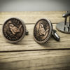 Jenny Wren Farthing coin cufflinks handmade in the Hg workshop