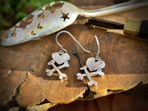 handcrafted and upcycled spoon pirate earrings