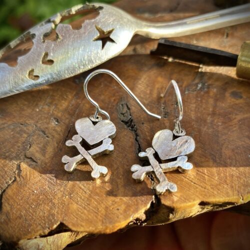 handcrafted and upcycled spoon pirate earrings