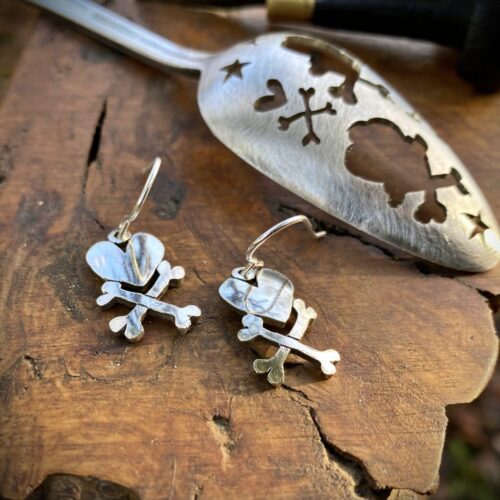 handcrafted and upcycled spoon pirate earrings