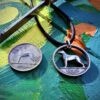 Handmade and carved Irish wolfhound sixpence coin pendant