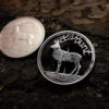 Handmade and upcycled Red Deer one Punt coin brooch