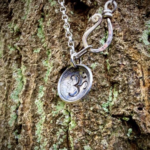 handmade sterling silver om necklace pendant made in England from ethical recycled silver