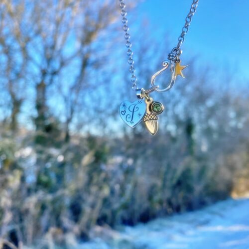 handmade bronze heart charm for a tree sculpture, necklace or bracelet
