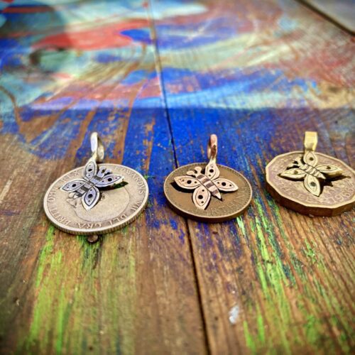 handcrafted bronze and silver butterfly charms for a tree sculpture, necklace or bracelet