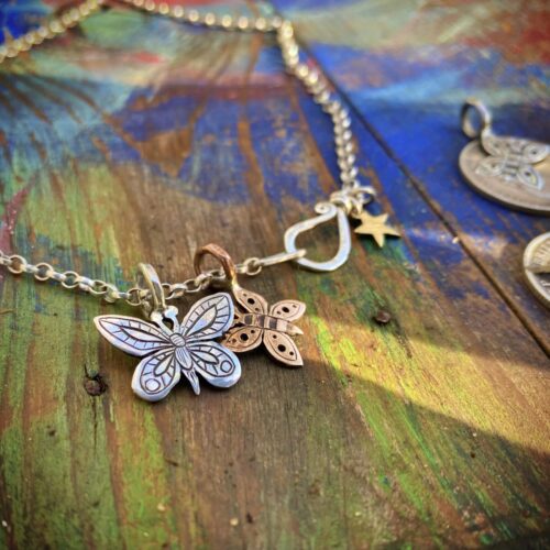handcrafted bronze and silver butterfly charms for a tree sculpture, necklace or bracelet