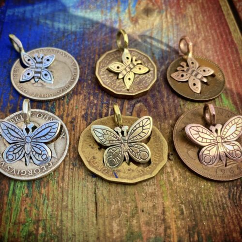 handcrafted bronze and silver butterfly charms for a tree sculpture, necklace or bracelet