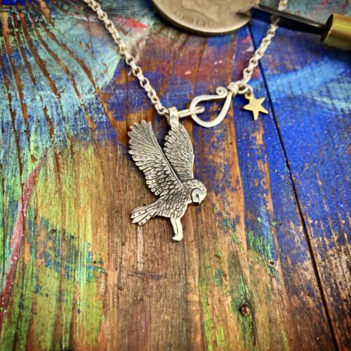 owl jewellery handmade and etically created using only recycled sterling silver