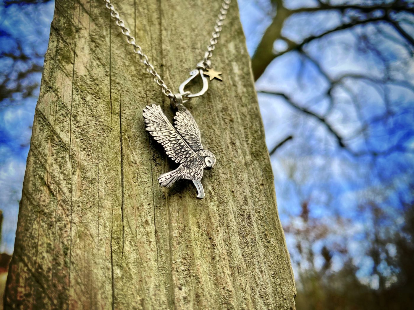 owl jewellery handmade and etically created using only recycled sterling silver