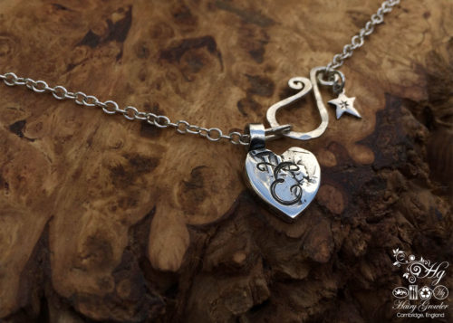 handmade silver heart charm for a tree sculpture, necklace or bracelet