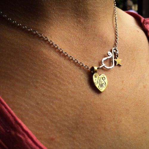 handmade bronze heart charm for a tree sculpture, necklace or bracelet