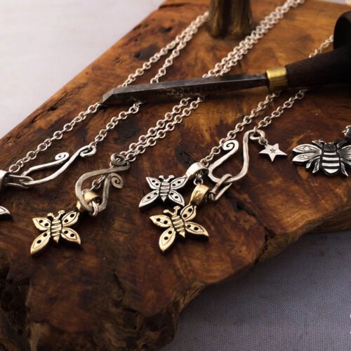 handcrafted bronze and silver butterfly charms for a tree sculpture, necklace or bracelet