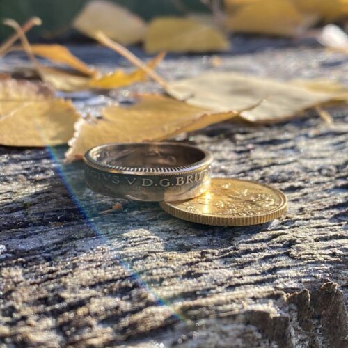 Handcrafted and upcycled 22ct gold coin wedding rings