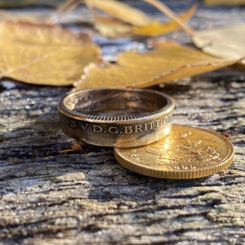 Handcrafted and upcycled 22ct gold coin wedding rings