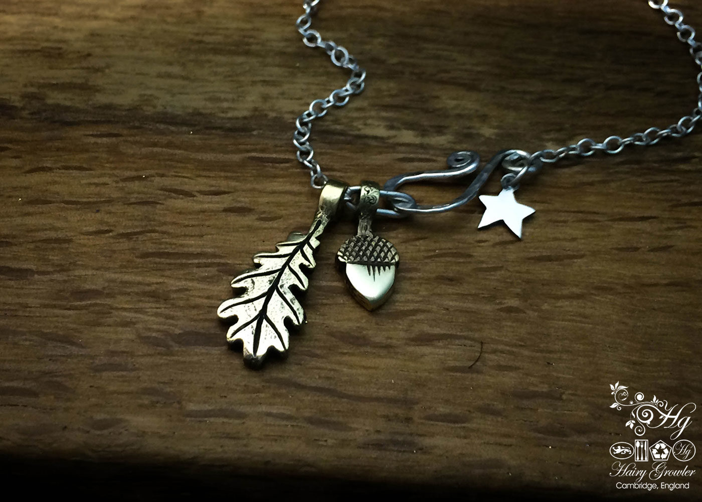 handcrafted silver oak leaf charm for a tree sculpture, necklace or bracelet