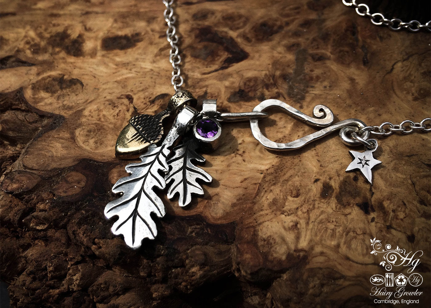 handcrafted silver oak leaf charm for a tree sculpture, necklace or bracelet