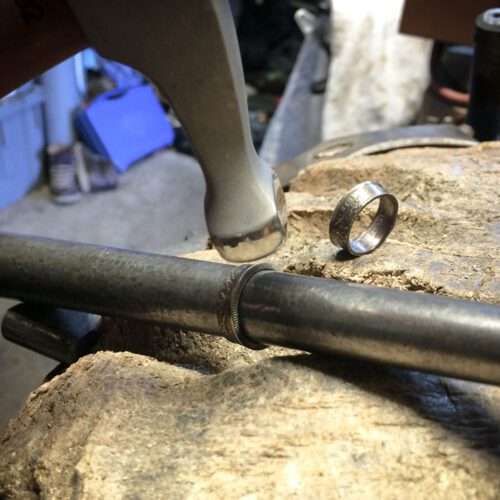 Handcrafted and recycled 22ct gold coin wedding rings