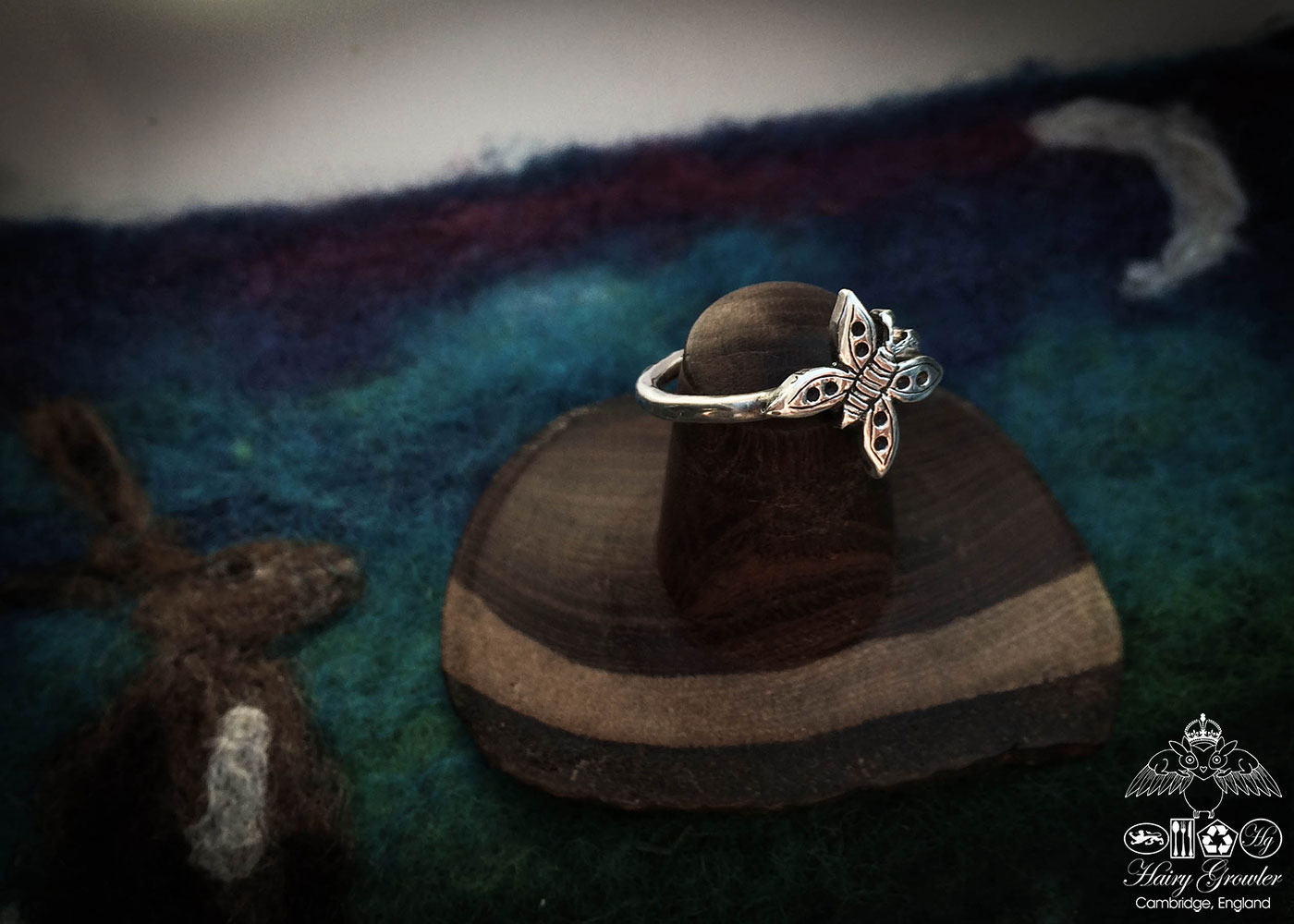 handcrafted and recycled silver butterfly stacking rings