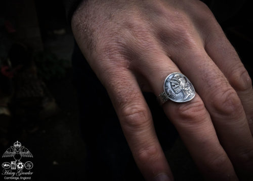 Beautiful inspired silver recycled jewellery mercury dime liberty skull ring made from silver coins