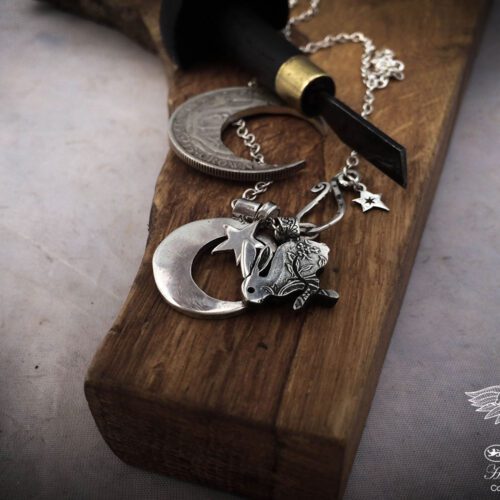handmade and recycled silver coins running wild hare charm for a tree sculpture, necklace or bracelet