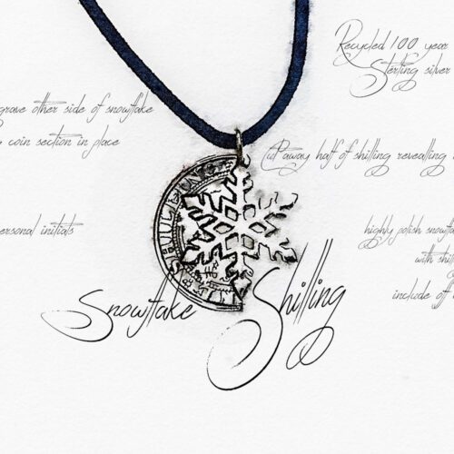 handmade and recycled silver shilling snowflake necklace