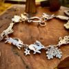 rabbit and hare bracelet individually handmade and recycled from an old Victorian silver coins