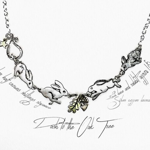 hare necklace individually handmade and recycled from an old Victorian silver coins